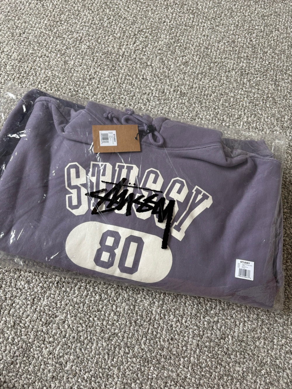 Stussy Hoody in Ash Purple size L, NWT